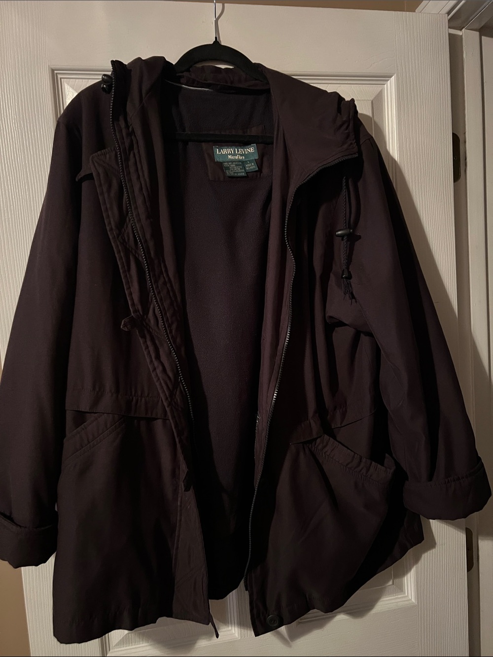Larry Levine Men's Dark Brown Hooded Raincoat